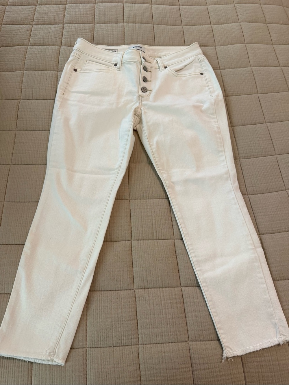 Sonoma White Women's Button-Fly Skinny Crop Jeans